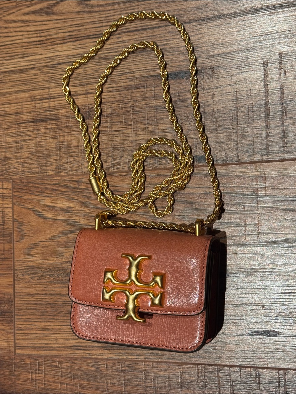 Tory Burch Rust Brown Mini Crossbody with Gold Logo